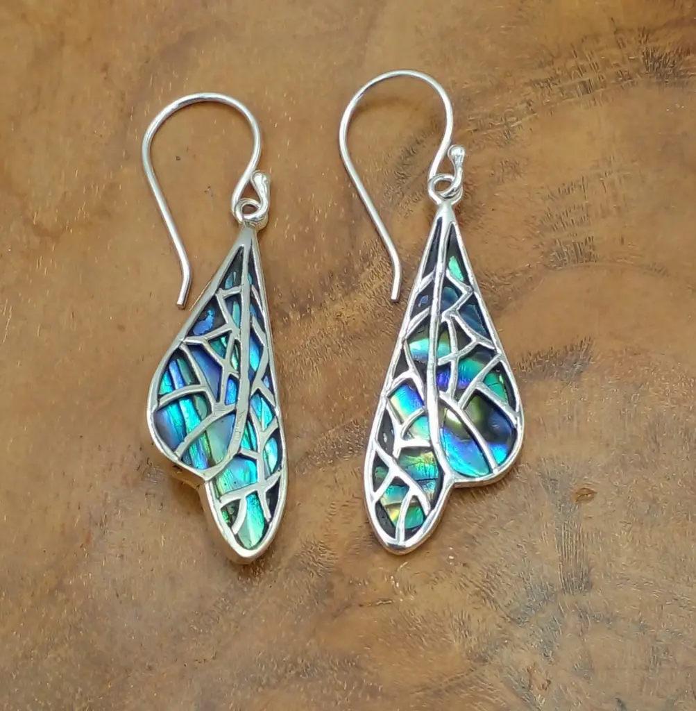 Anting Kerang Bali Perak Asli Sayap Capung (Shell Earrings) E1642