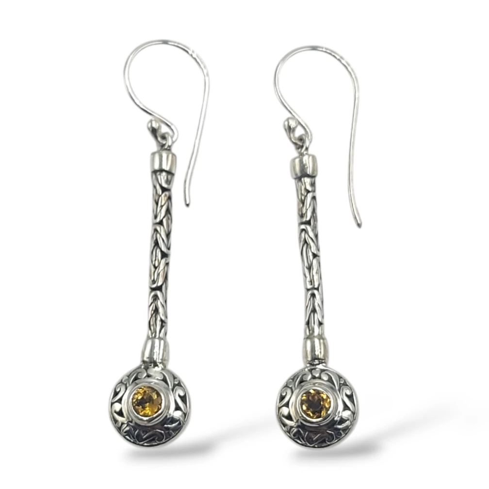 Anting Gantung Wanita Motif Rantai dengan Permata E1670 - Gambar 2