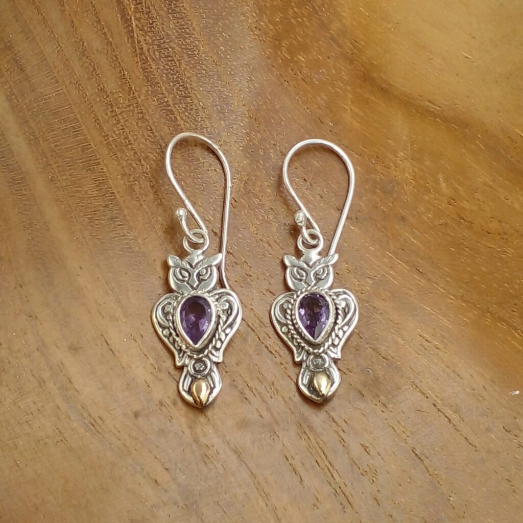 Anting Perak Burung Hantu Permata E1835