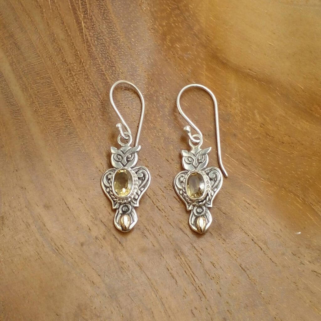 Anting Perak Burung Hantu Permata E1835