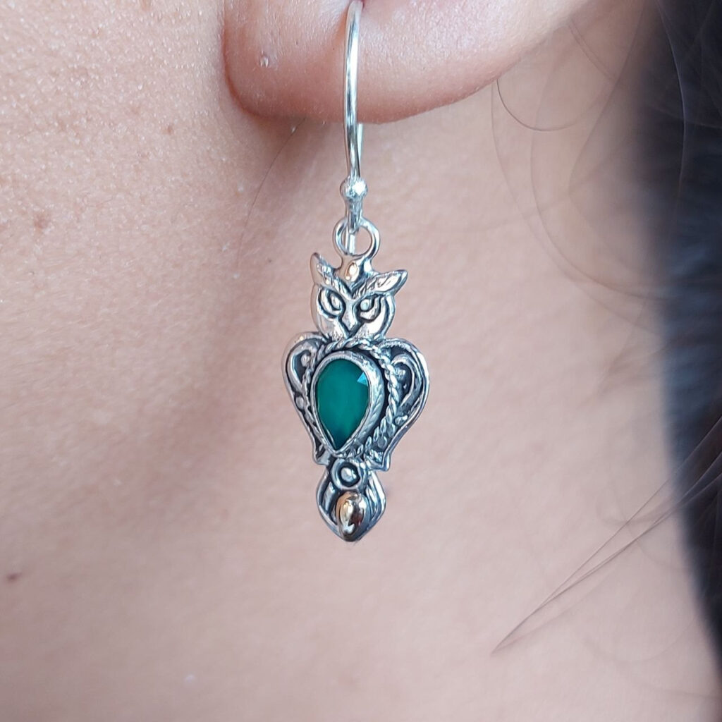 Anting Perak Burung Hantu Permata E1835