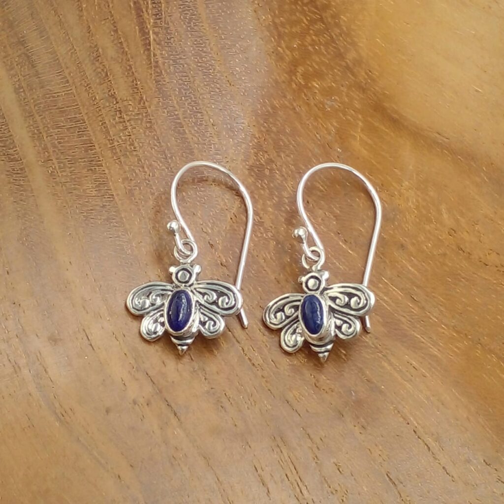 Anting Lebah Perak dengan Permata E1837