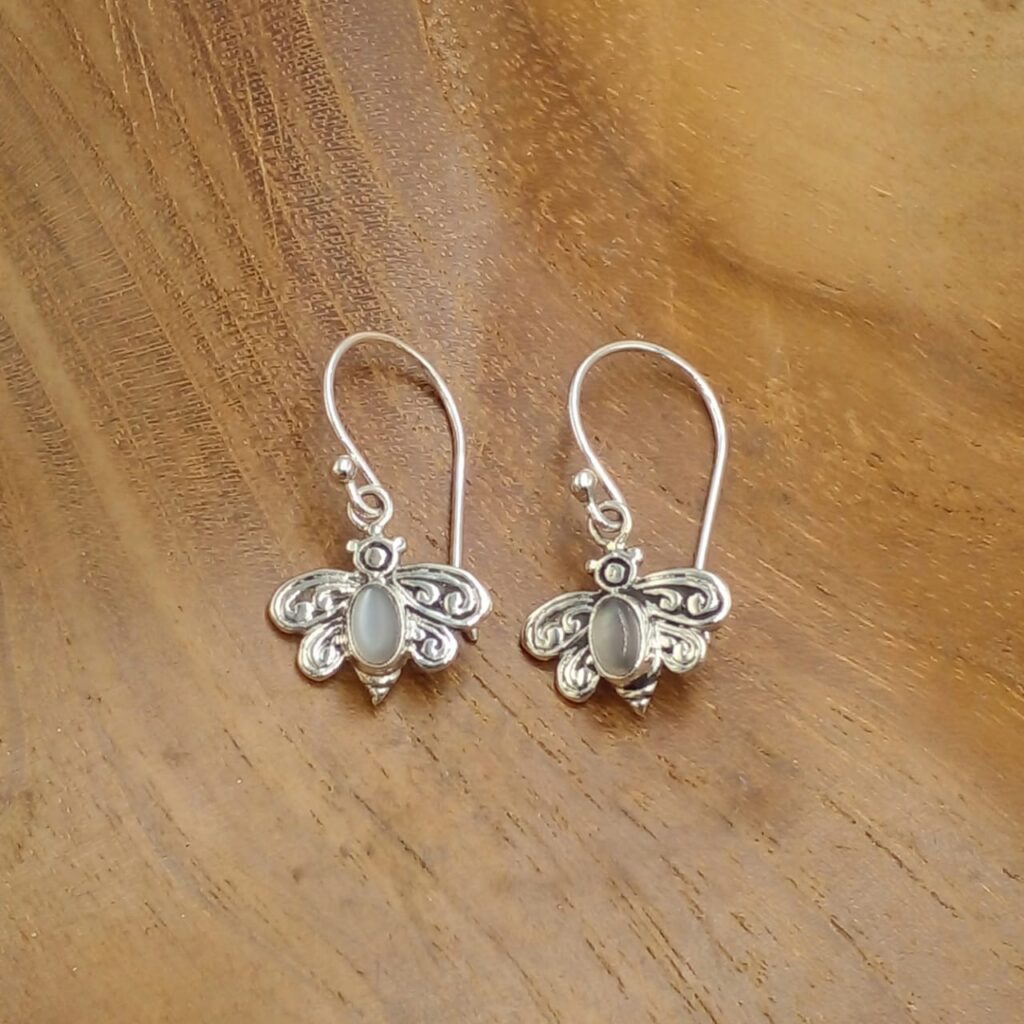 Anting Lebah Perak dengan Permata E1837