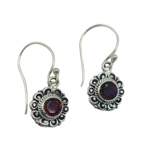 Anting Perak Bulat Bunga Permata E1841