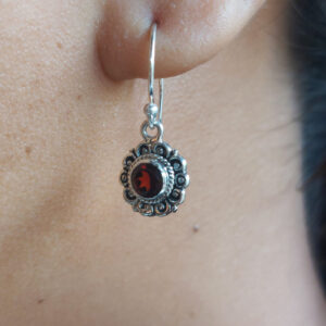 Anting Perak Bulat Bunga Permata E1841 - Gambar 6