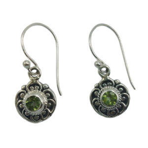 Anting Perak Bulat Ukir Permata E1842 - Gambar 1