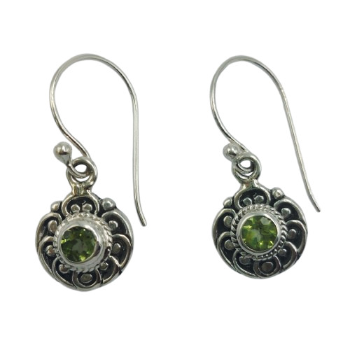 Anting Perak Bulat Ukir Permata E1842