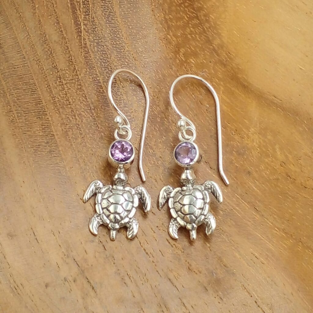 Anting Perak Bali Penyu Permata E1846