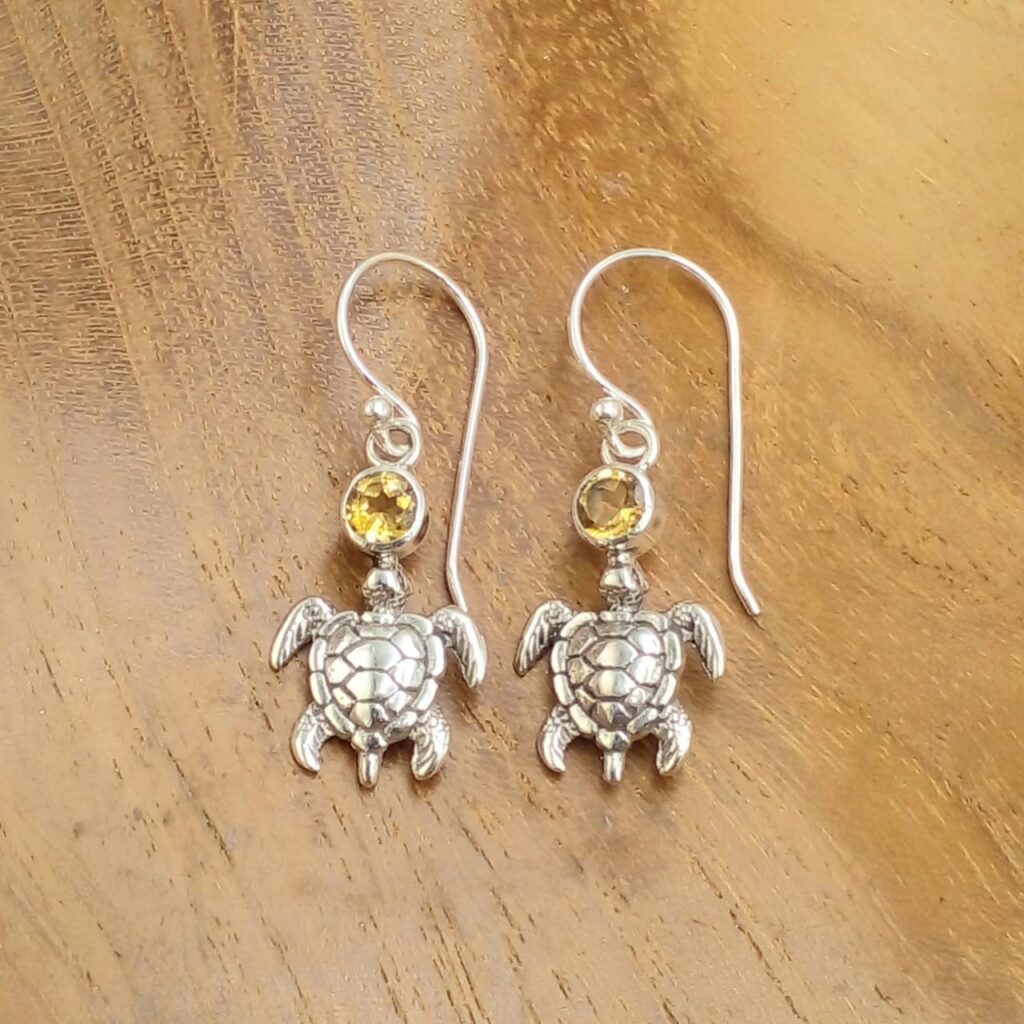 Anting Perak Bali Penyu Permata E1846