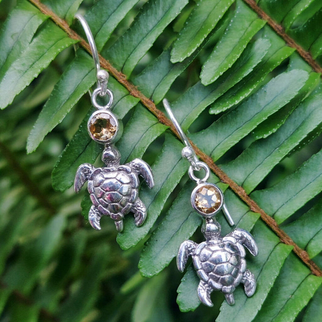 Anting Perak Bali Penyu Permata E1846