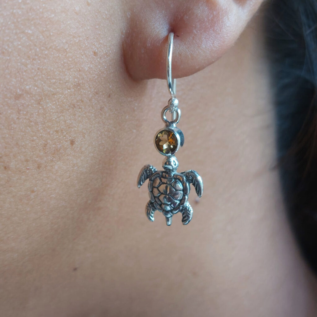 Anting Perak Bali Penyu Permata E1846