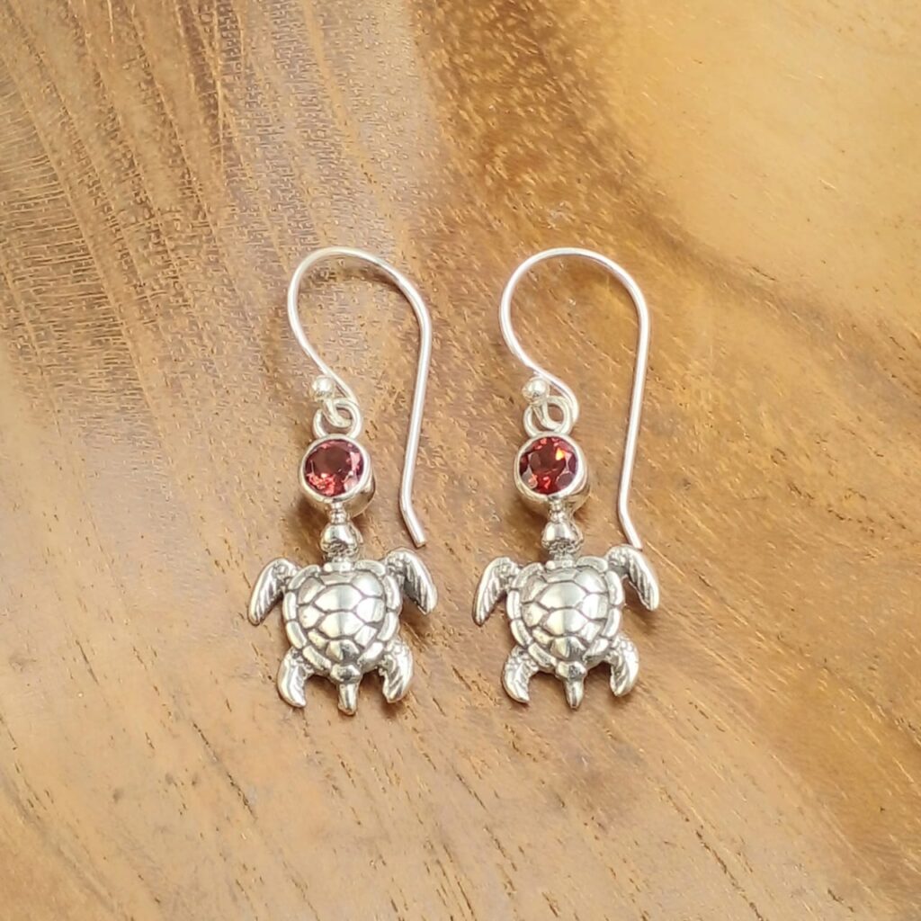 Anting Perak Bali Penyu Permata E1846
