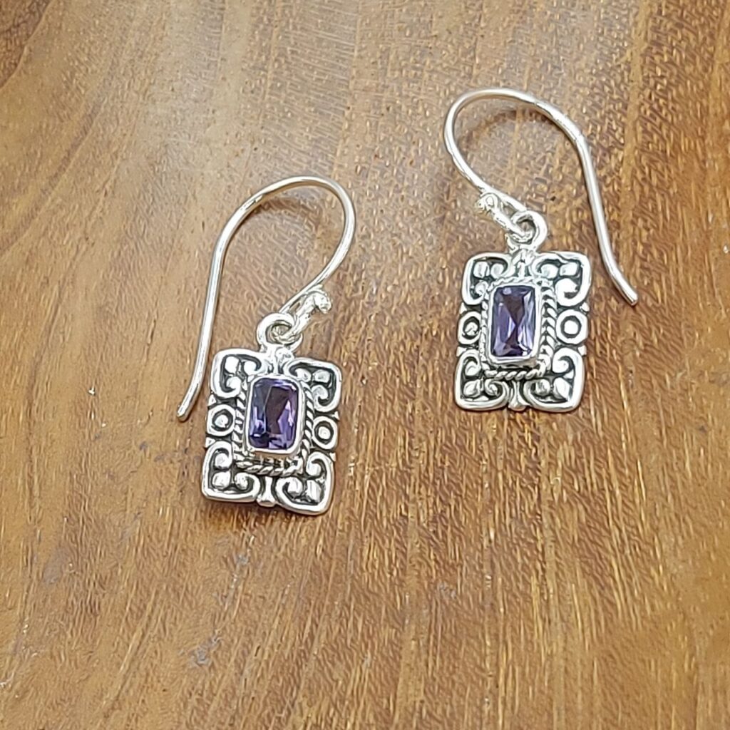 Anting Perak Rectangle Permata E1868