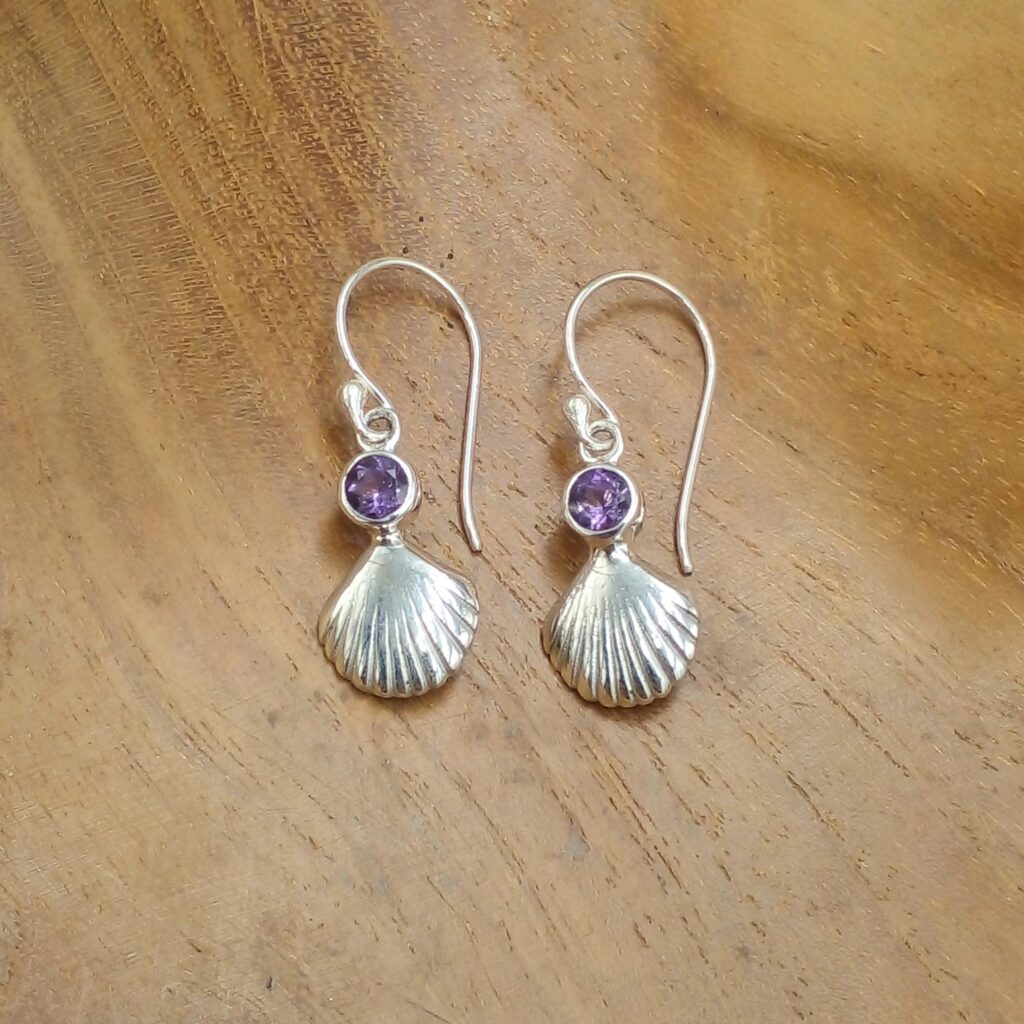 Anting Perak Asli Motif Kerang Permata E1871