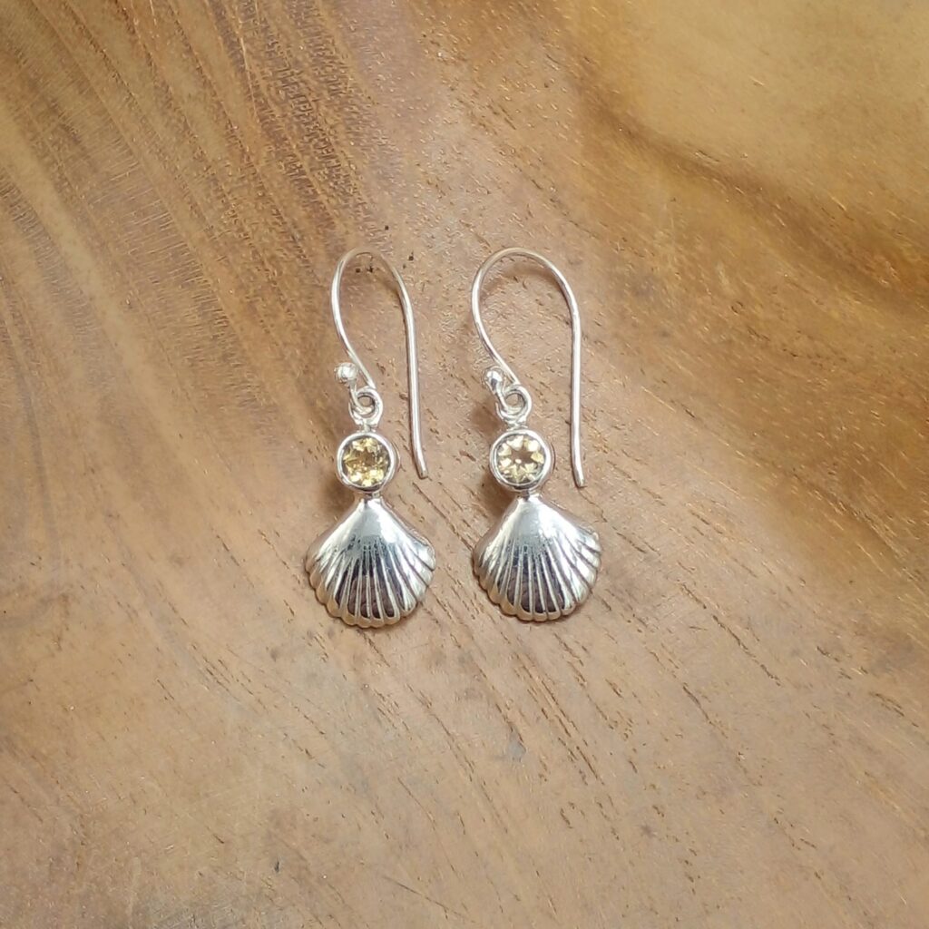 Anting Perak Asli Motif Kerang Permata E1871