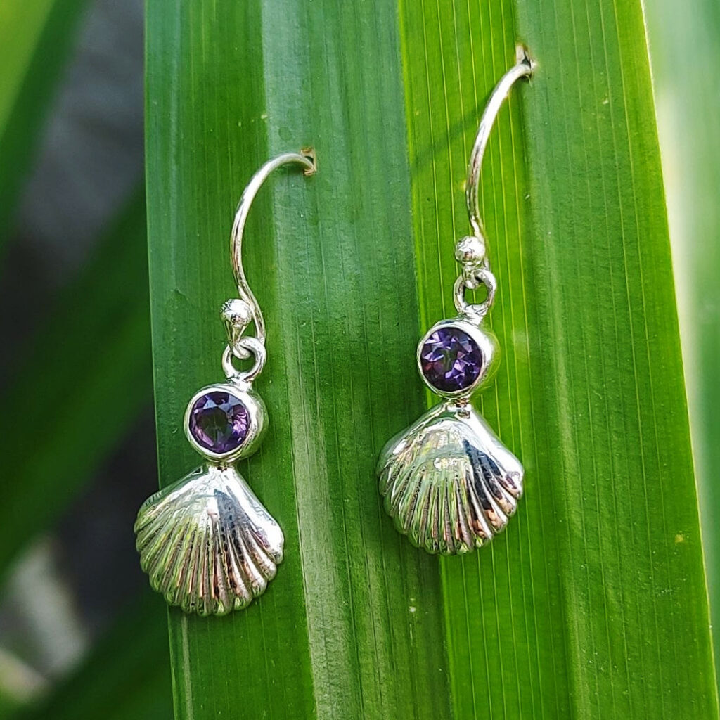 Anting Perak Asli Motif Kerang Permata E1871