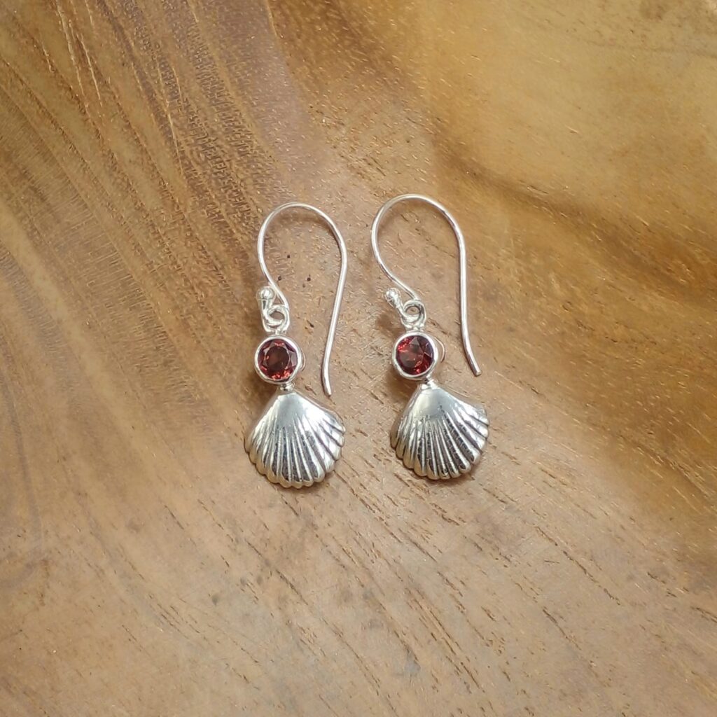 Anting Perak Asli Motif Kerang Permata E1871