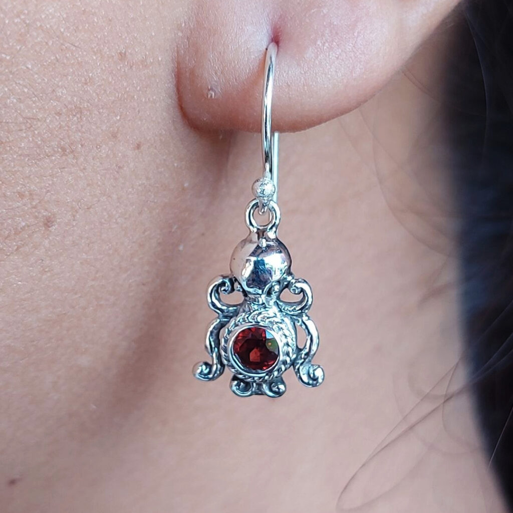 Anting Perak Gurita Permata E1881