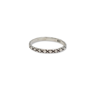 Cincin Perak Motif Silang (X Pattern) R690 - Gambar 1