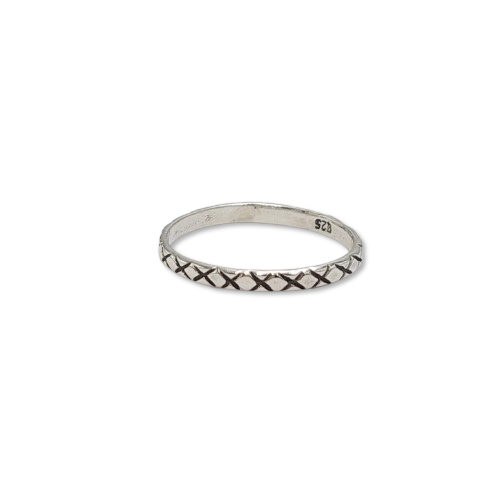 Cincin Perak Motif Silang (X Pattern) R690