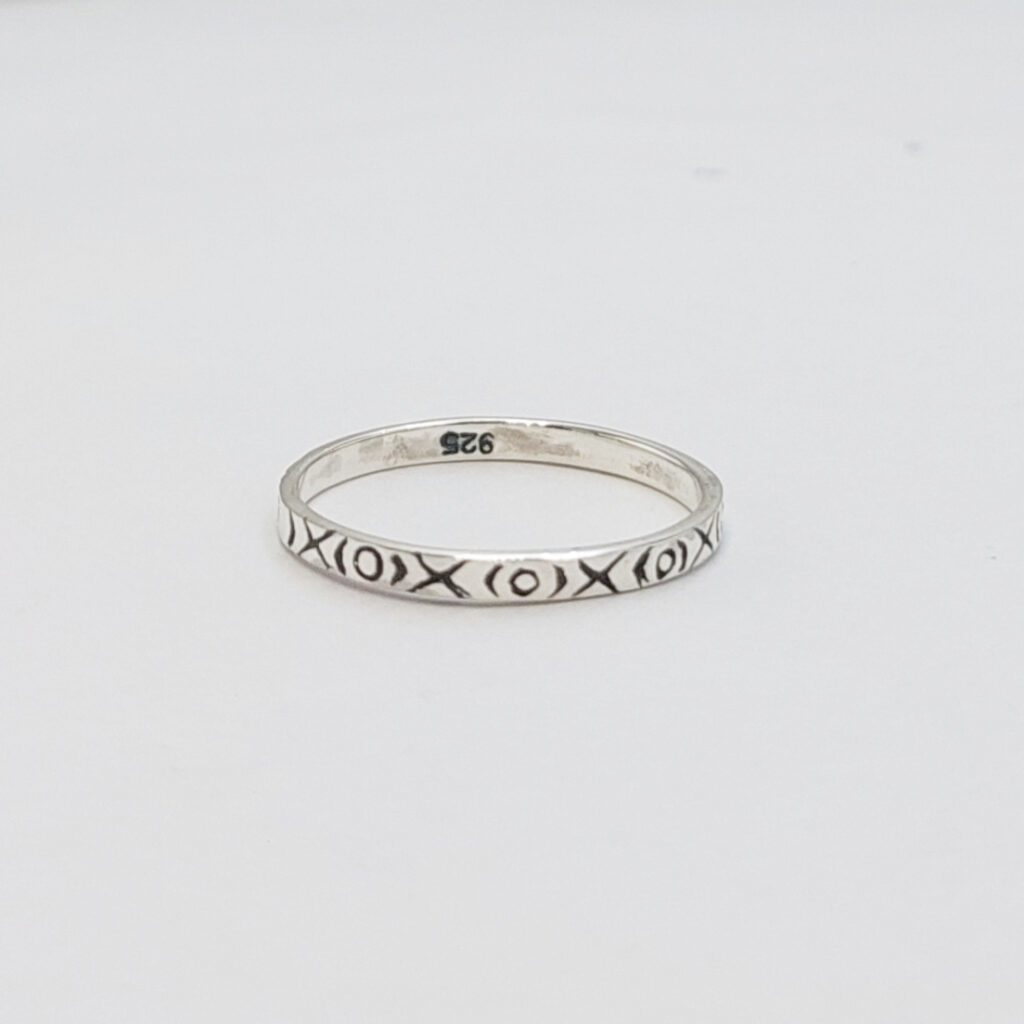 Cincin Perak Unik Motif XOXO R692