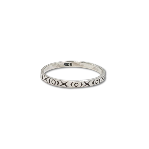 Cincin Perak Motif XOXO R692