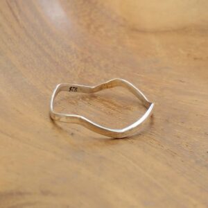Cincin Perak Motif Gelombang (Wavy) R705 - Gambar 3