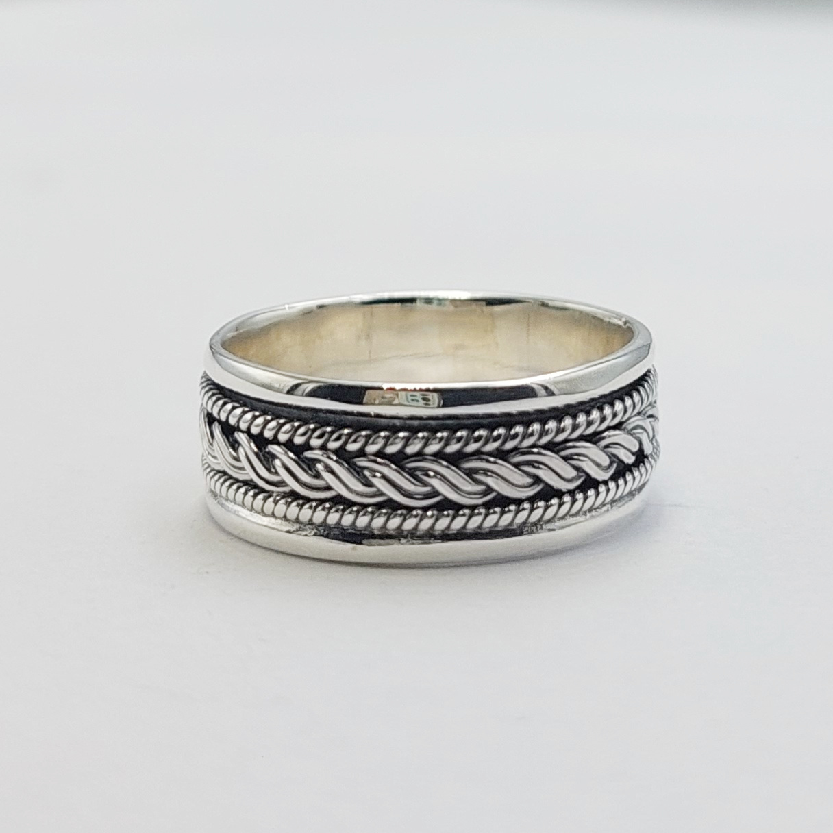 Cincin Perak Motif Anyaman Tali R706 - Gambar 2