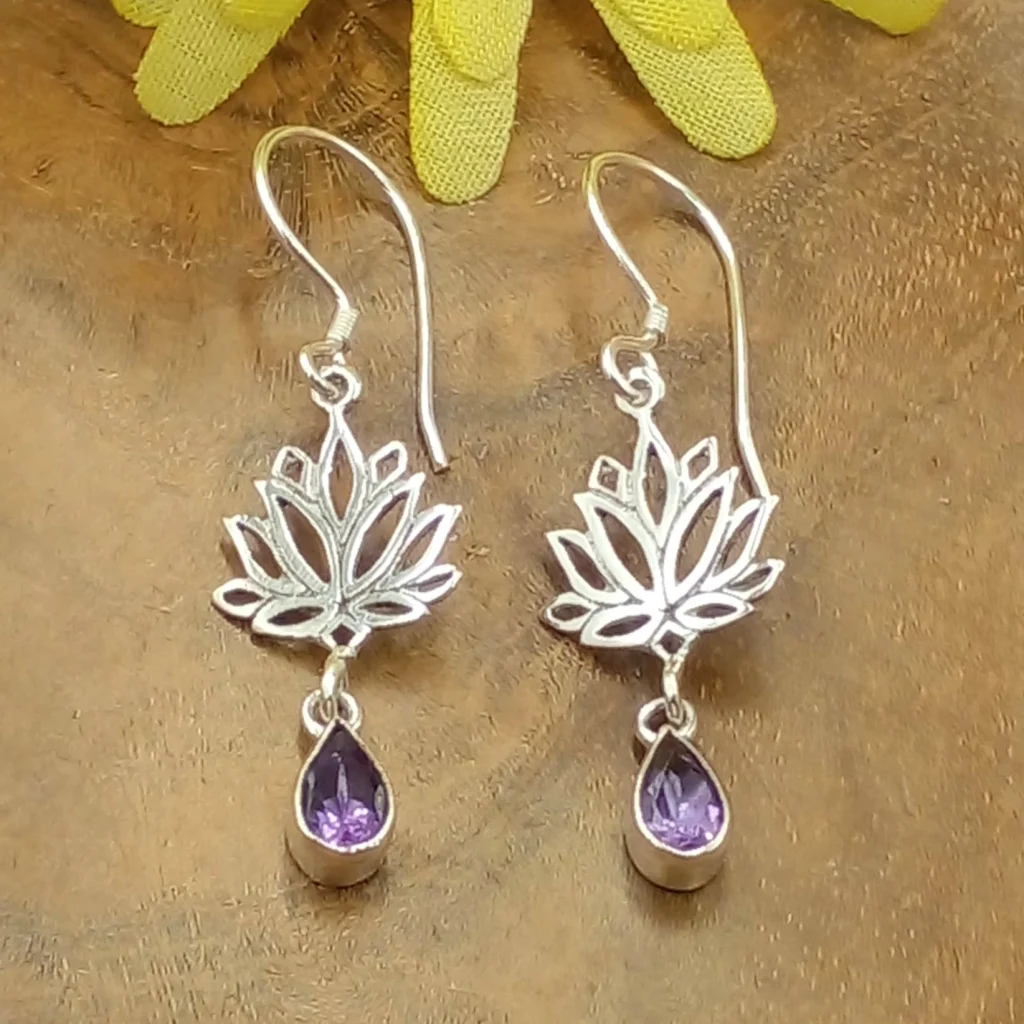 Anting Lotus Perak Permata Asli E1645