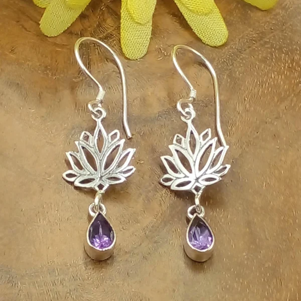 Anting Lotus Perak Permata Asli E1645
