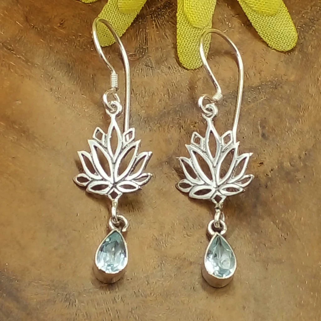 Anting Lotus Perak Permata Asli E1645