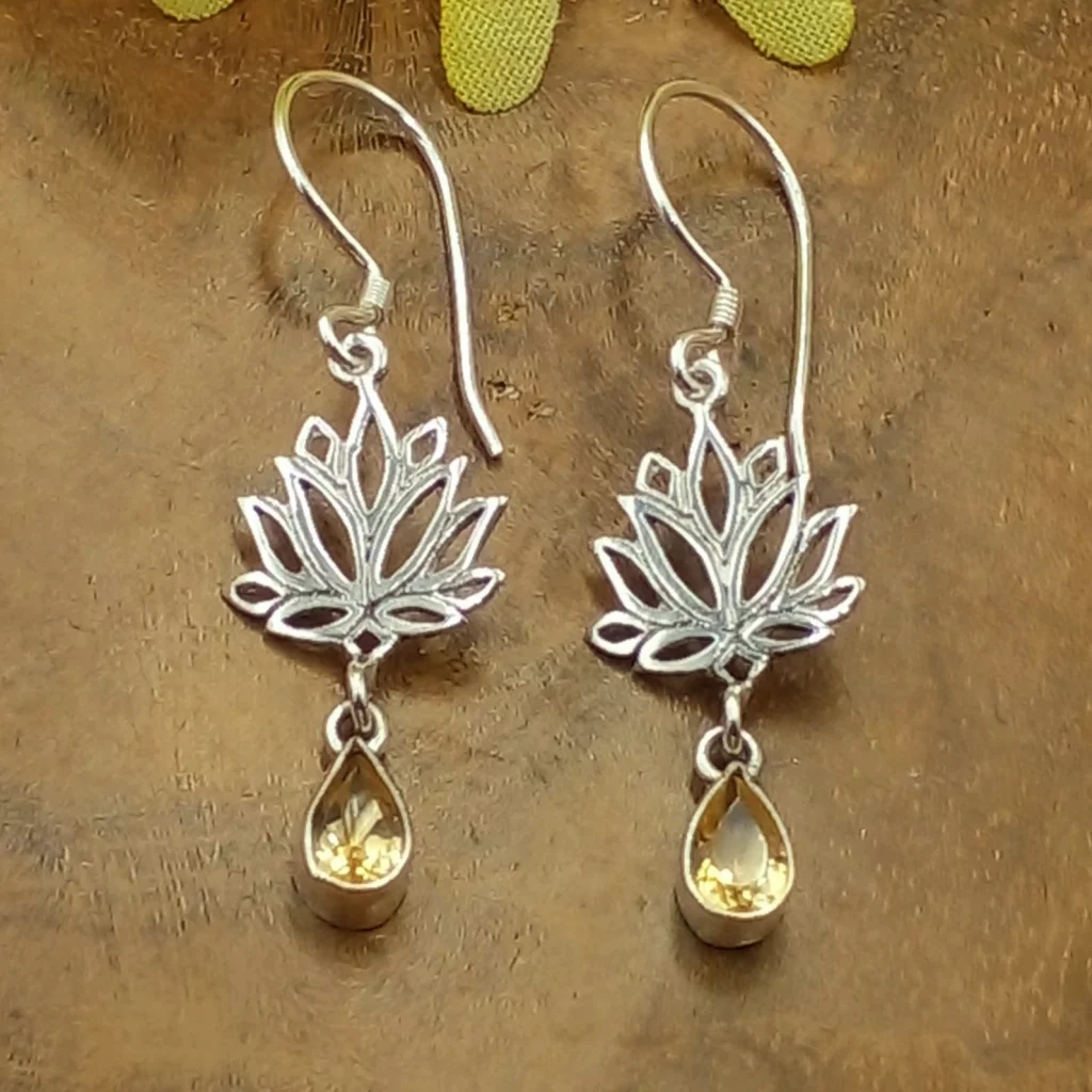 Anting Lotus Perak Permata Asli E1645