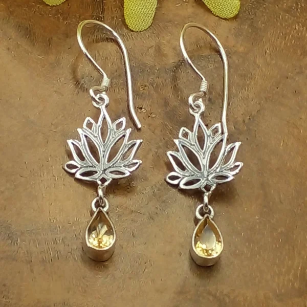 Anting Lotus Perak Permata Asli E1645