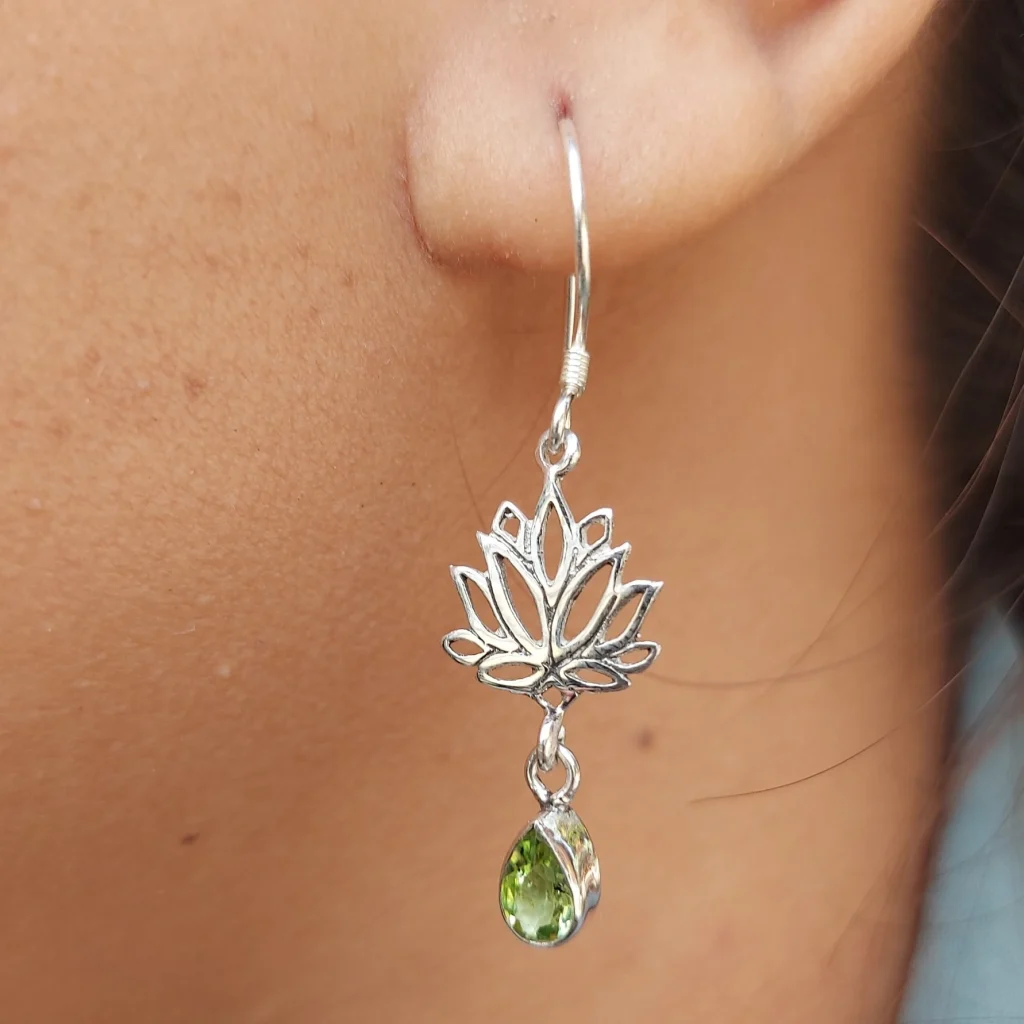 Anting Lotus Perak Permata Asli E1645