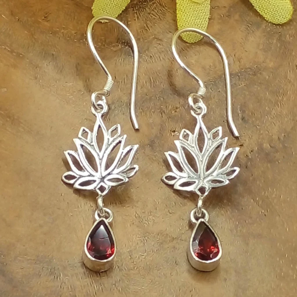 Anting Lotus Perak Permata Asli E1645