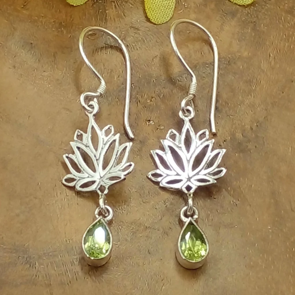 Anting Lotus Perak Permata Asli E1645