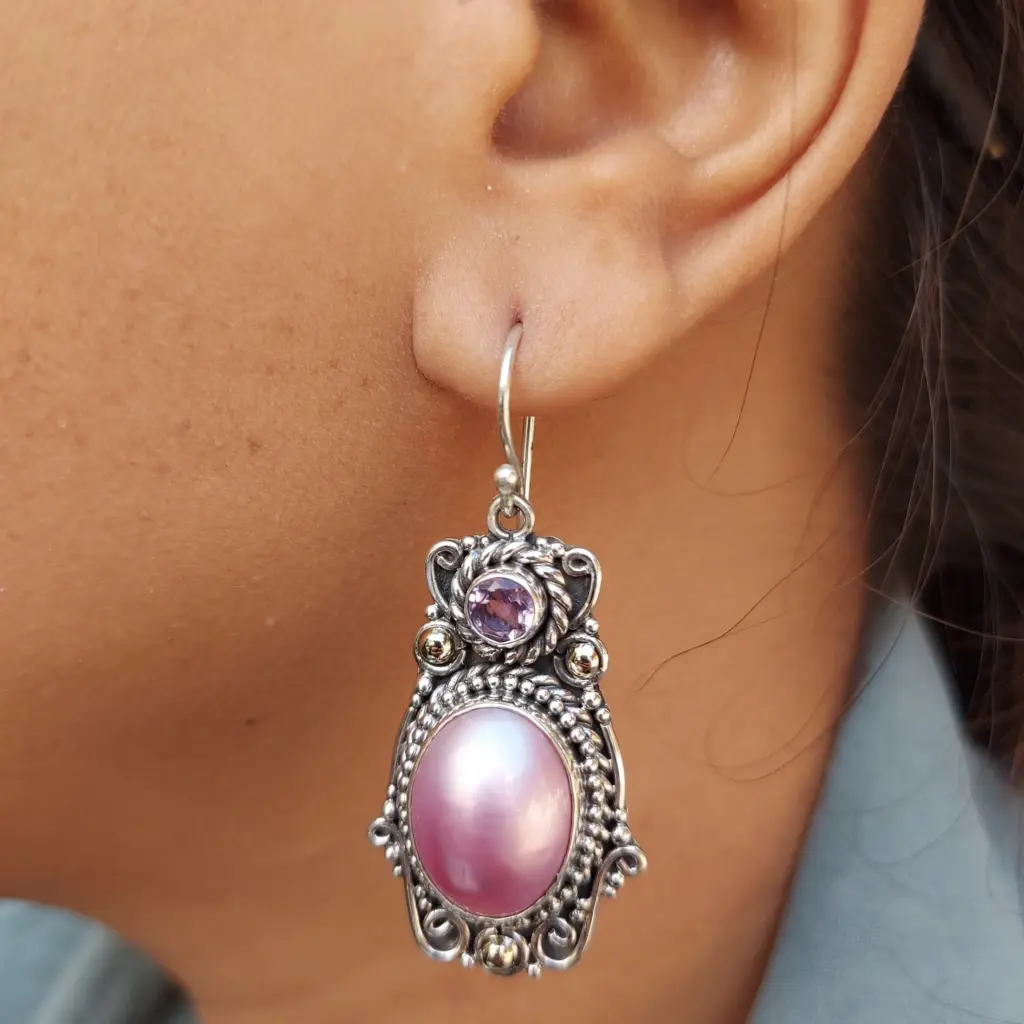 Anting Perak Mutiara Mabe Asli E1676