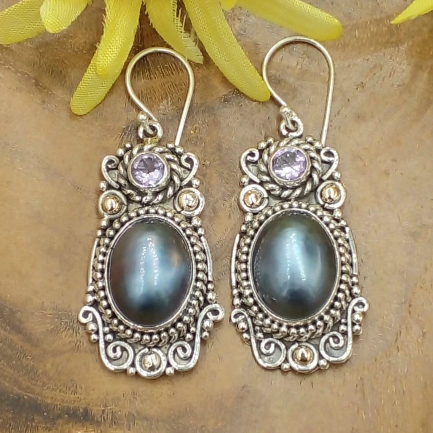 Anting Perak Mutiara Mabe Asli E1676 - Gambar 2