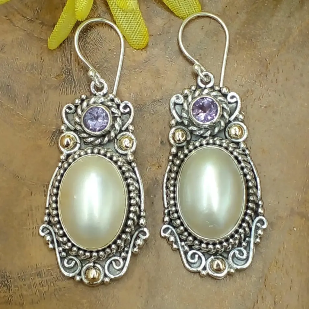 Anting Perak Mutiara Mabe Asli E1676