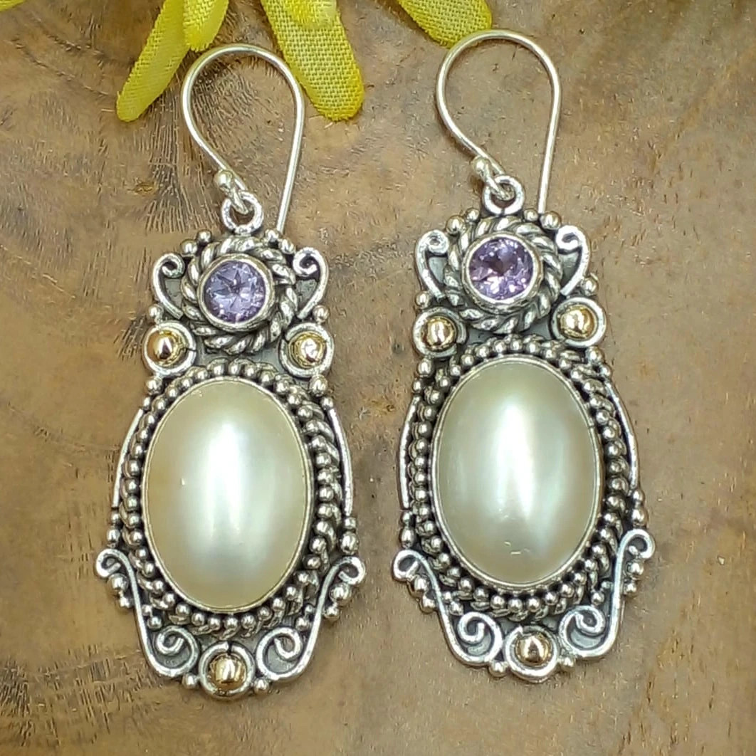 Anting Perak Mutiara Mabe Asli E1676 - Gambar 4