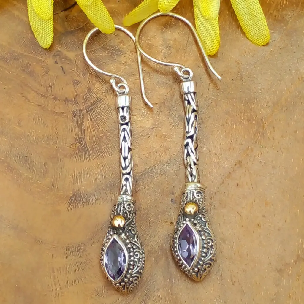Anting Juntai Perak Permata Asli E1693