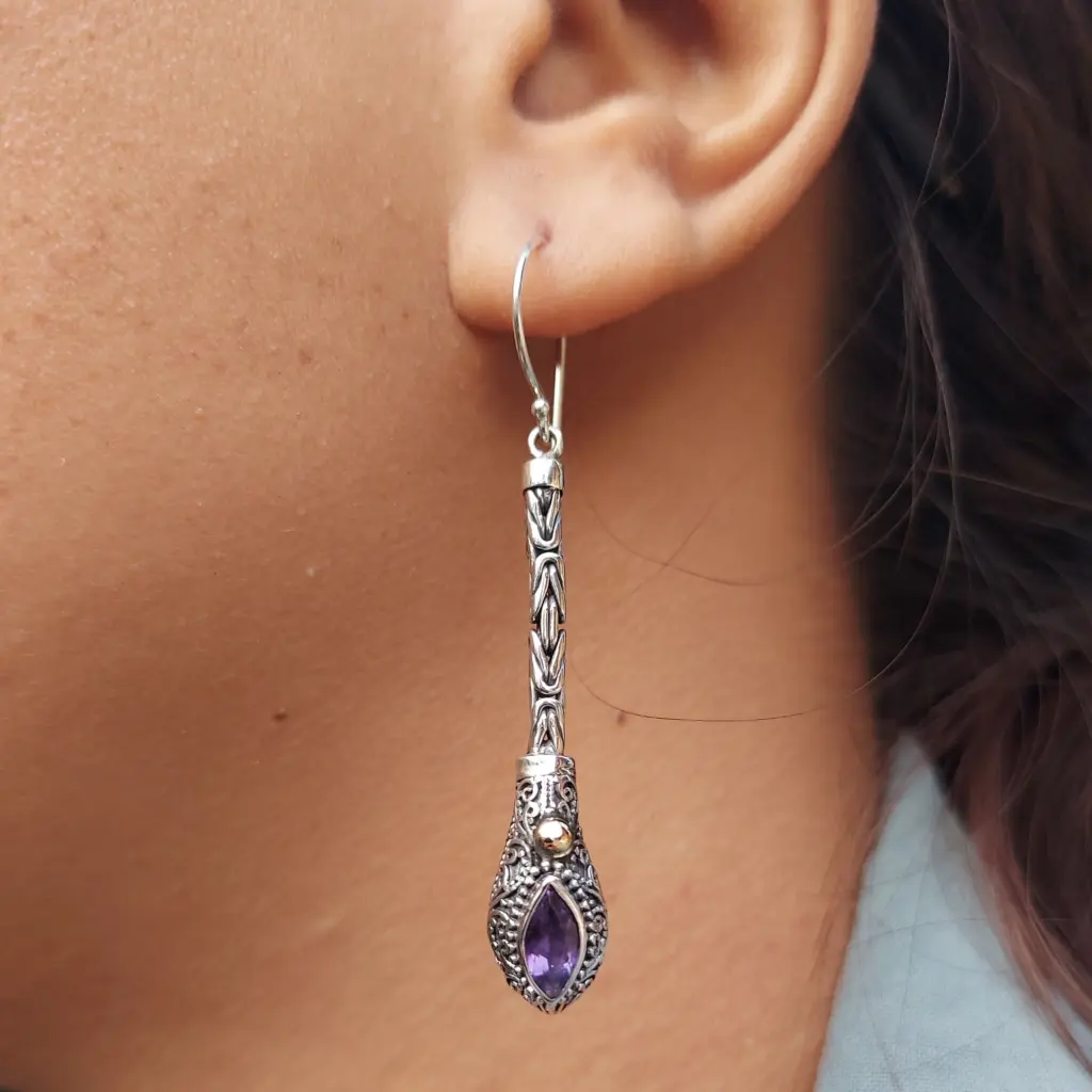 Anting Juntai Perak Permata Asli E1693