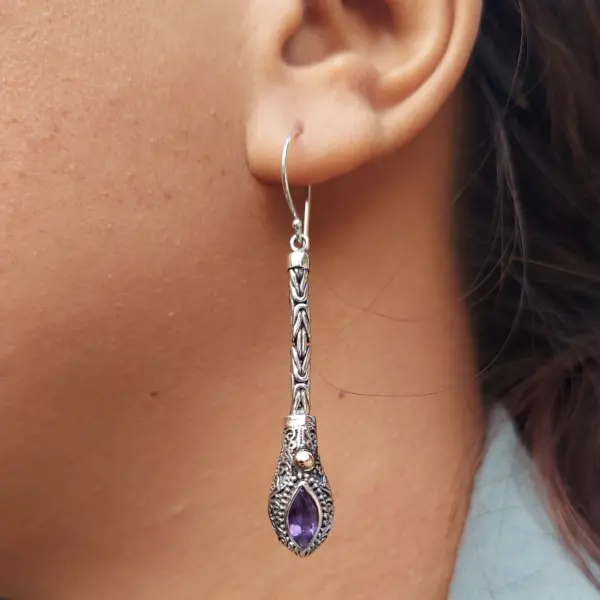 Anting Juntai Perak Permata Asli E1693