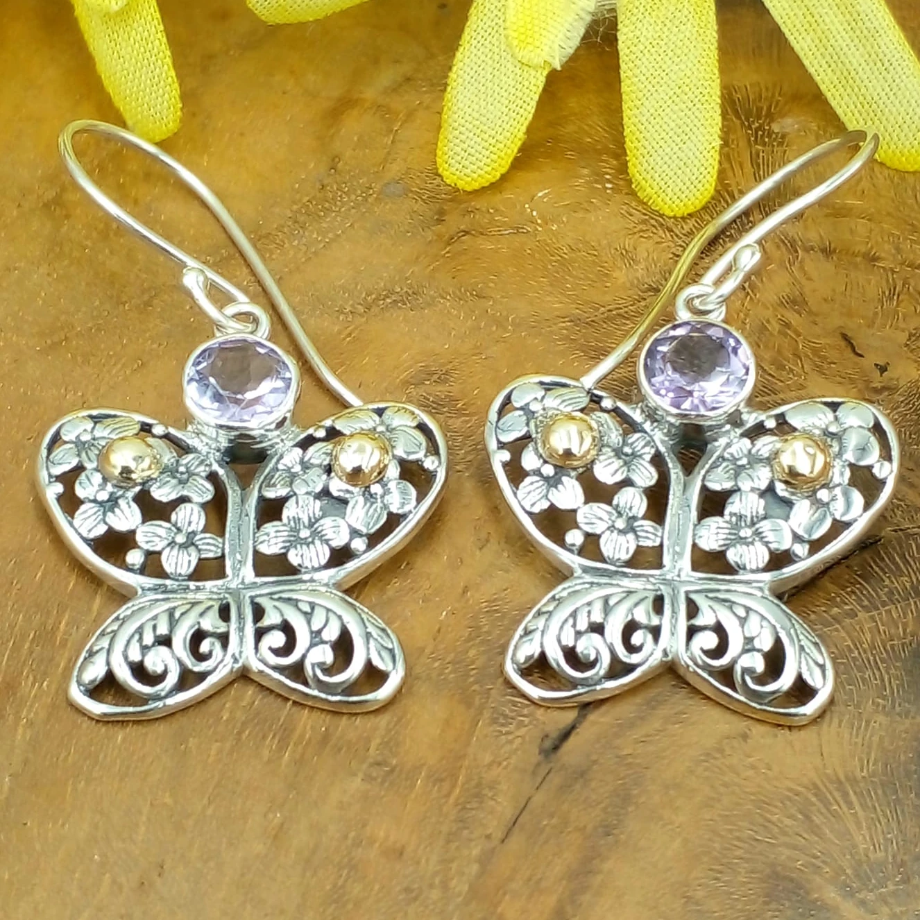 Anting Perak Kupu-Kupu Permata Asli E1694