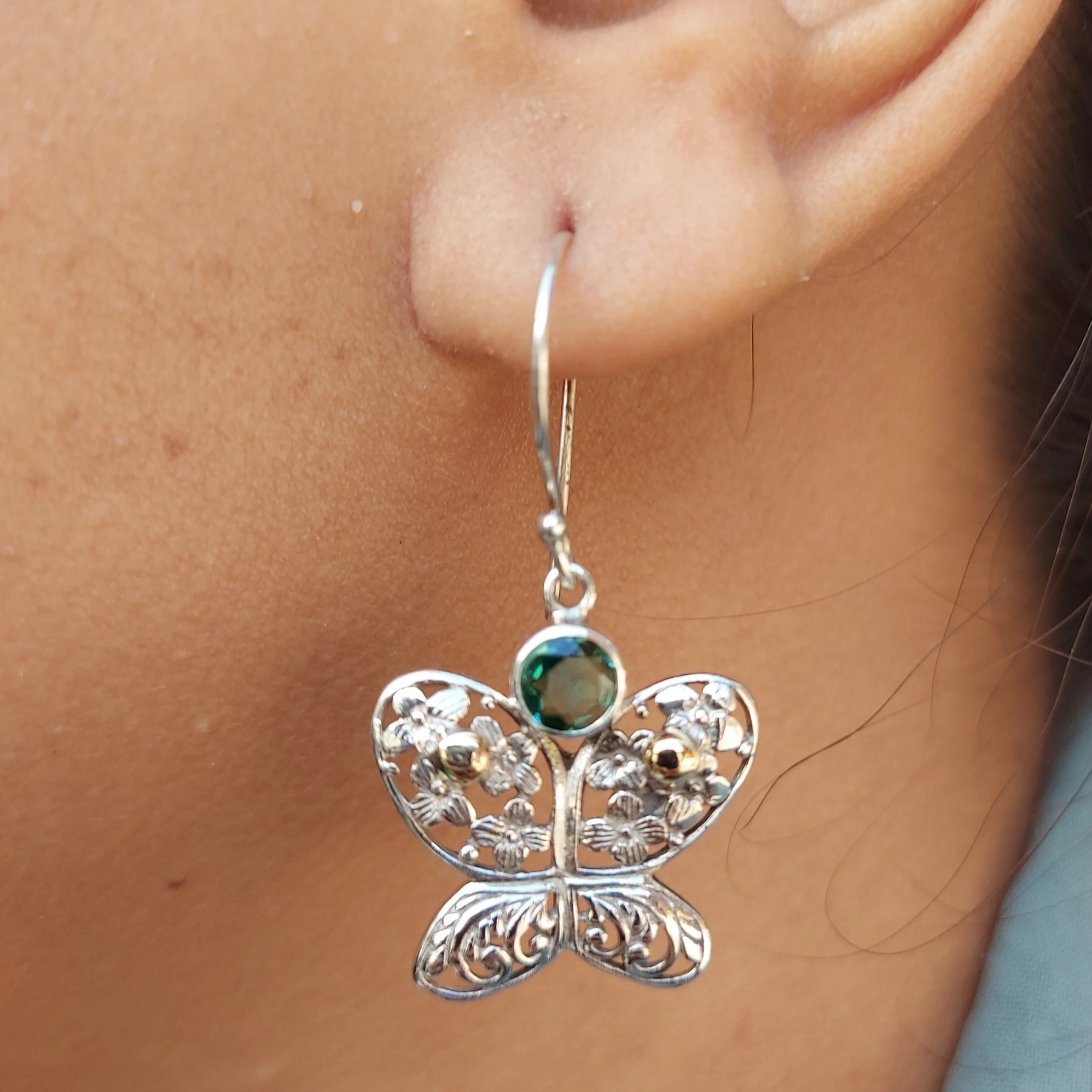 Anting Perak Kupu-Kupu Permata Asli E1694
