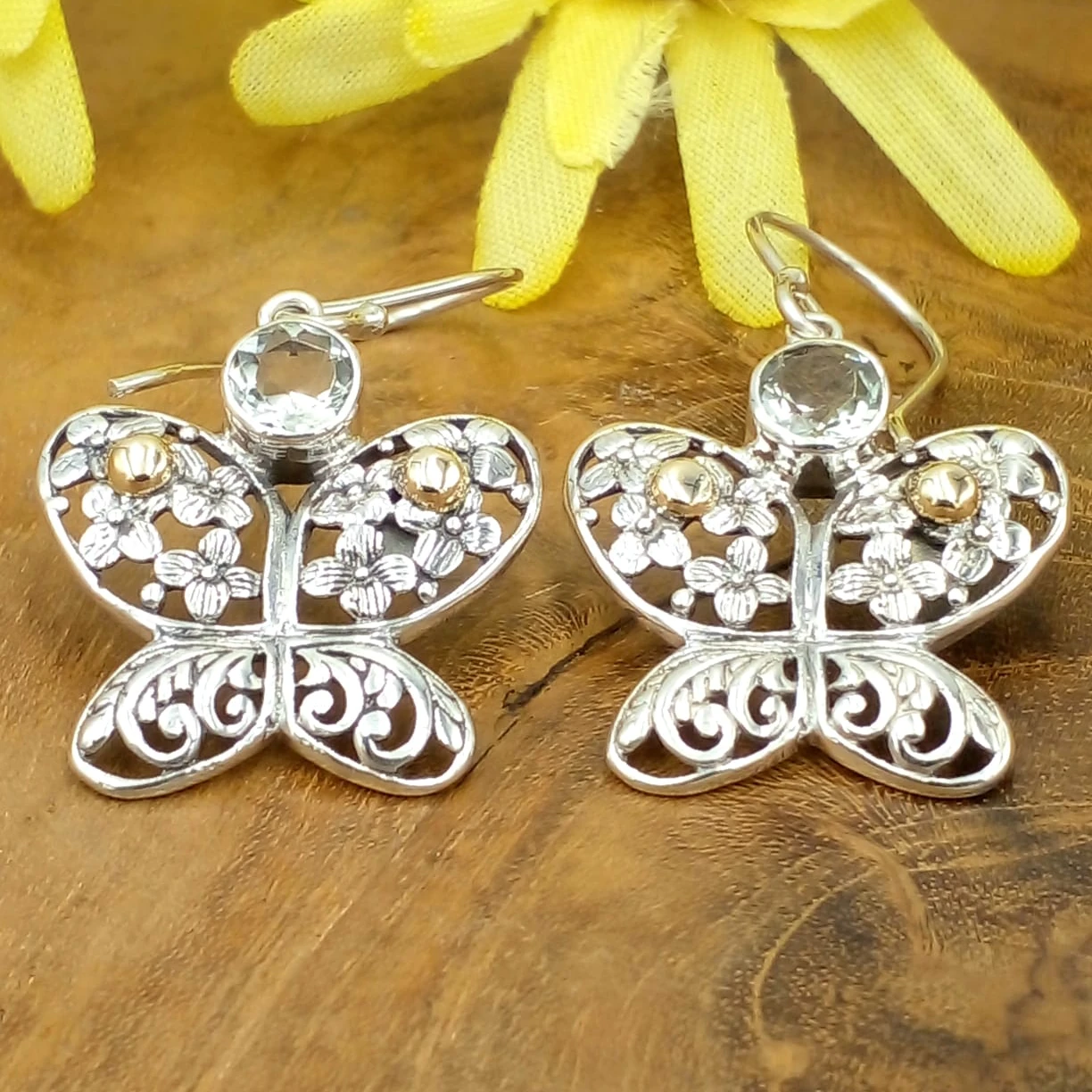 Anting Perak Kupu-Kupu Permata Asli E1694
