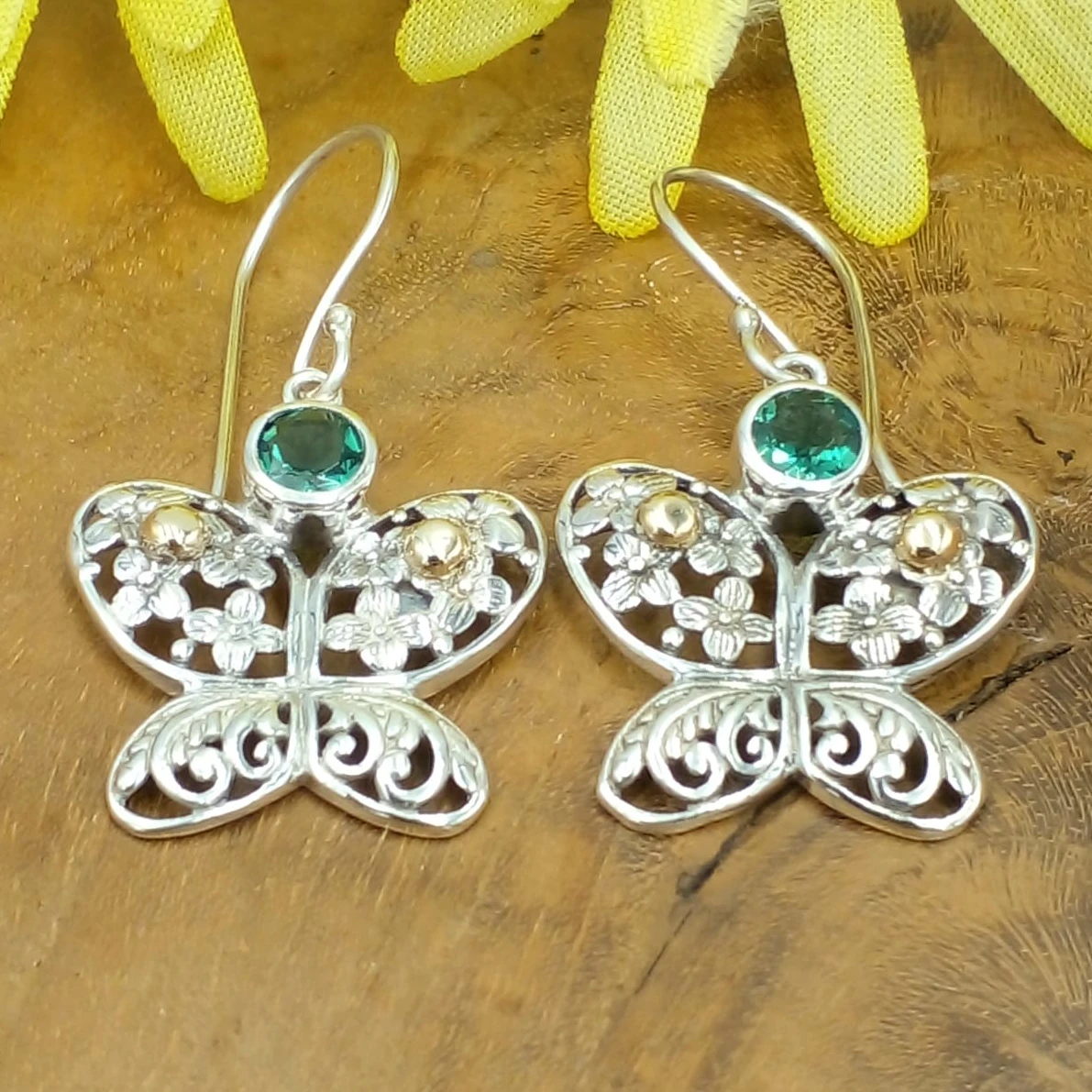 Anting Perak Kupu-Kupu Permata Asli E1694