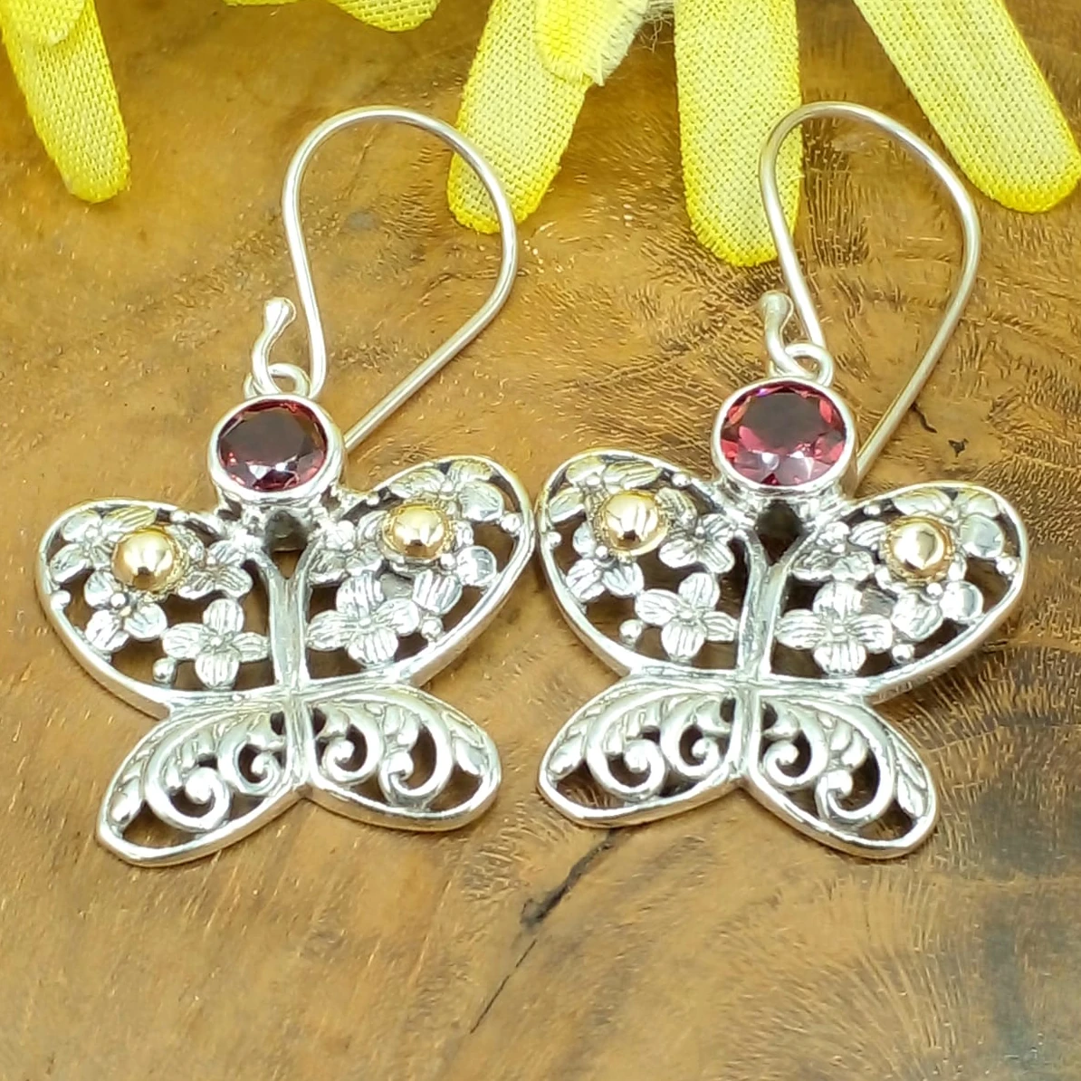 Anting Perak Kupu-Kupu Permata Asli E1694