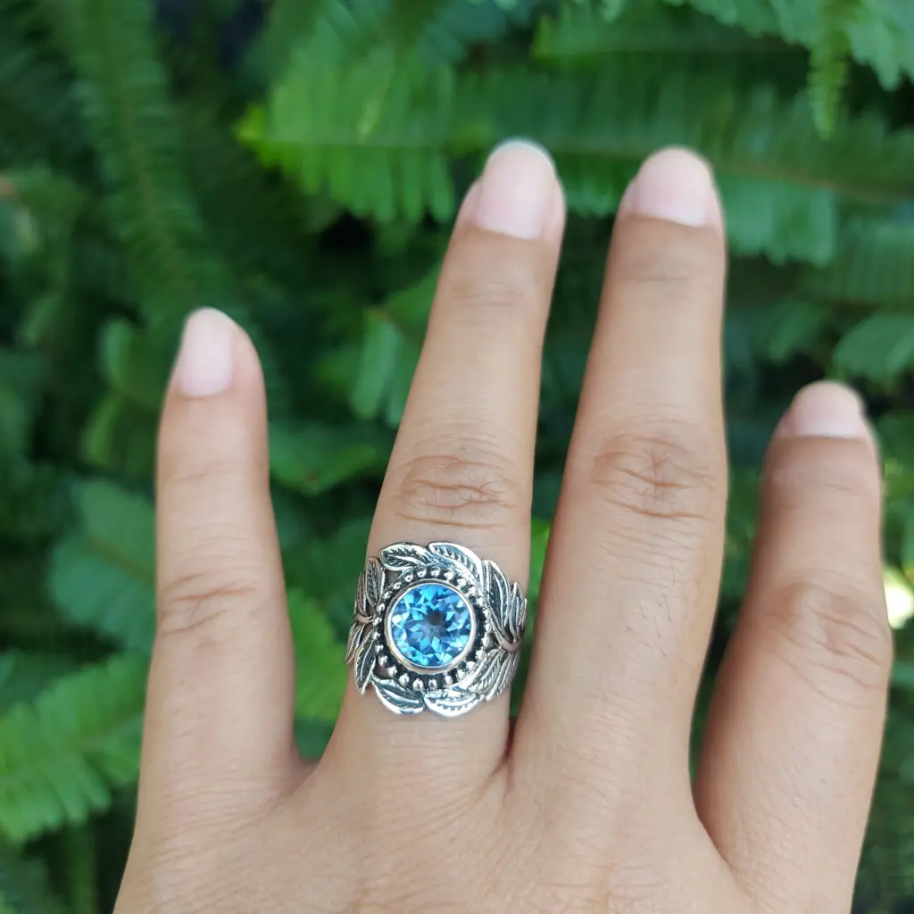 Cincin Perak Daun Permata Asli R770