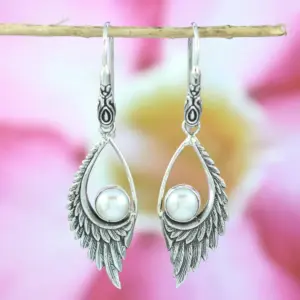 Anting Perak 925 Sayap Mutiara Asli E1439 - Gambar 3